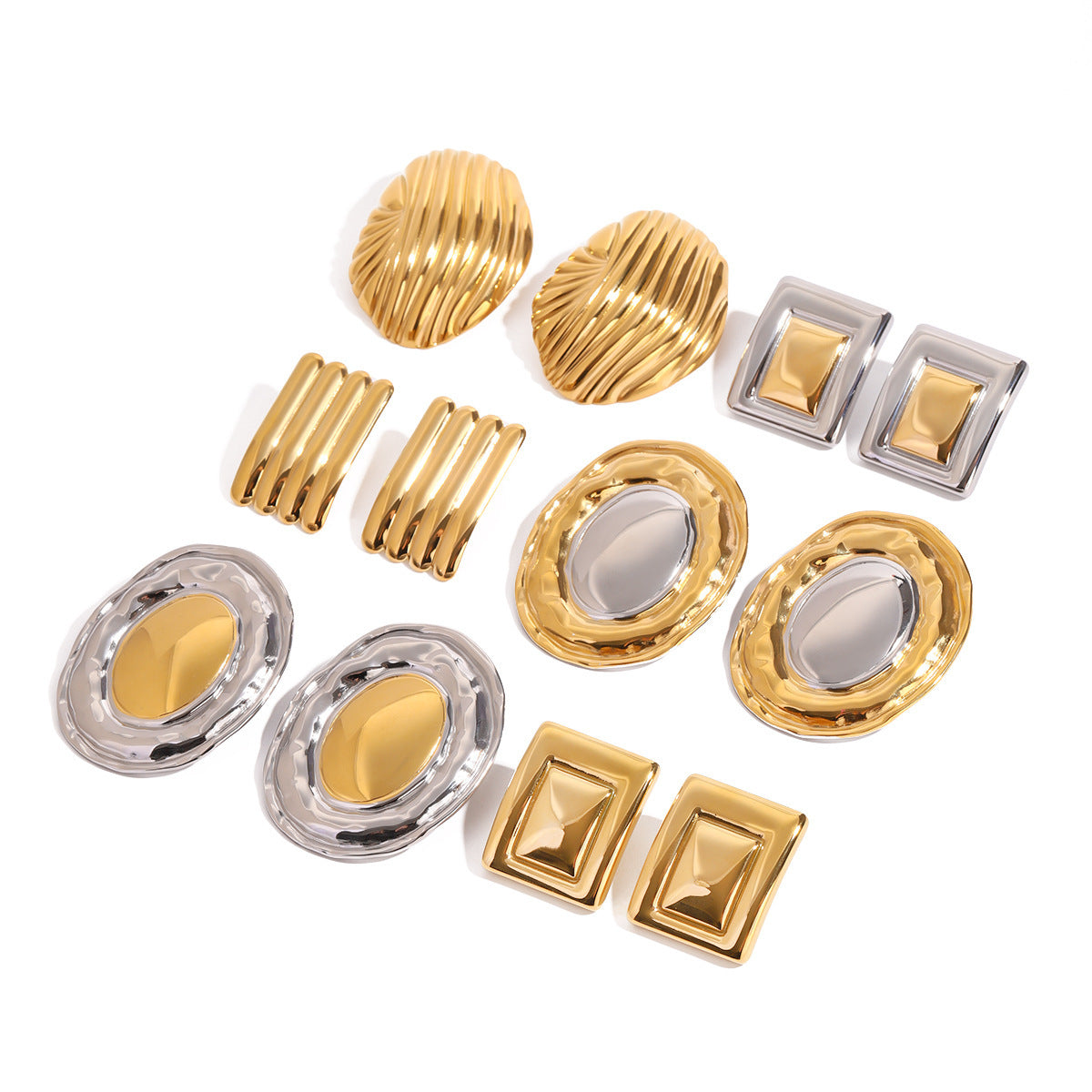 Stainless Steel Opal Stone Ear Studs Titanium Steel Ear Rings