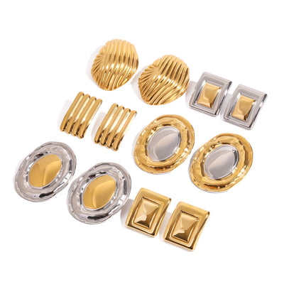Stainless Steel Opal Stone Ear Studs Titanium Steel Ear Rings