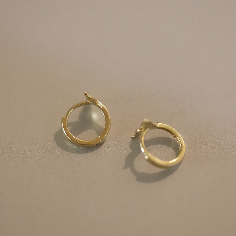 S925 Sterling Silver Plated 14k Golden Smooth Fishtail Ear Ring