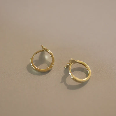 S925 Sterling Silver Plated 14k Golden Smooth Fishtail Ear Ring