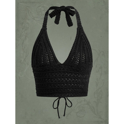 Seaside Holiday Short Inner Woven Halter Top Vest For Women