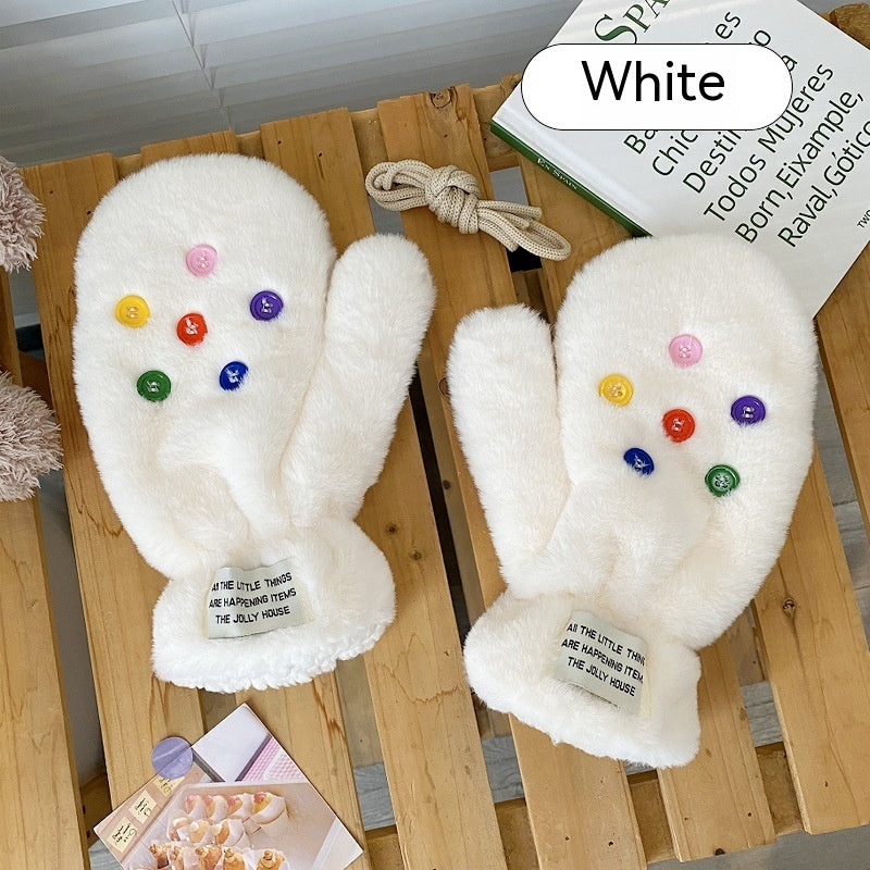 Original Plush Warm Gloves For Women In Winter