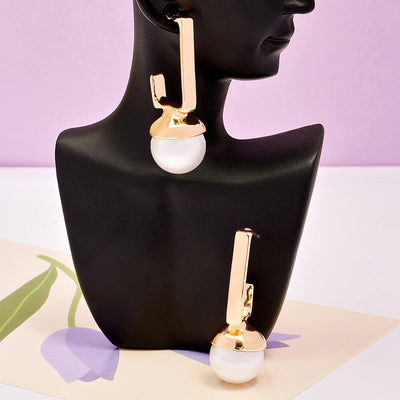 Square And Round Face French Pearl Earrings Niche