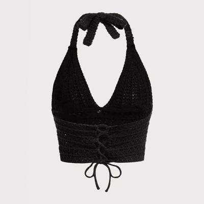Seaside Holiday Short Inner Woven Halter Top Vest For Women