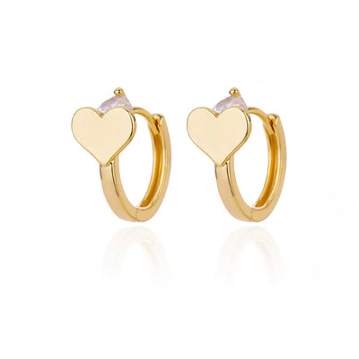 Simple Zircon Love 18K Ear Clip Female Fashion Titanium Steel Stud Earrings
