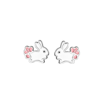 New Girly Girl Sweet White Rabbit Girlish Heart Ear Studs