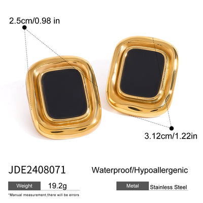 Stainless Steel Opal Stone Ear Studs Titanium Steel Ear Rings
