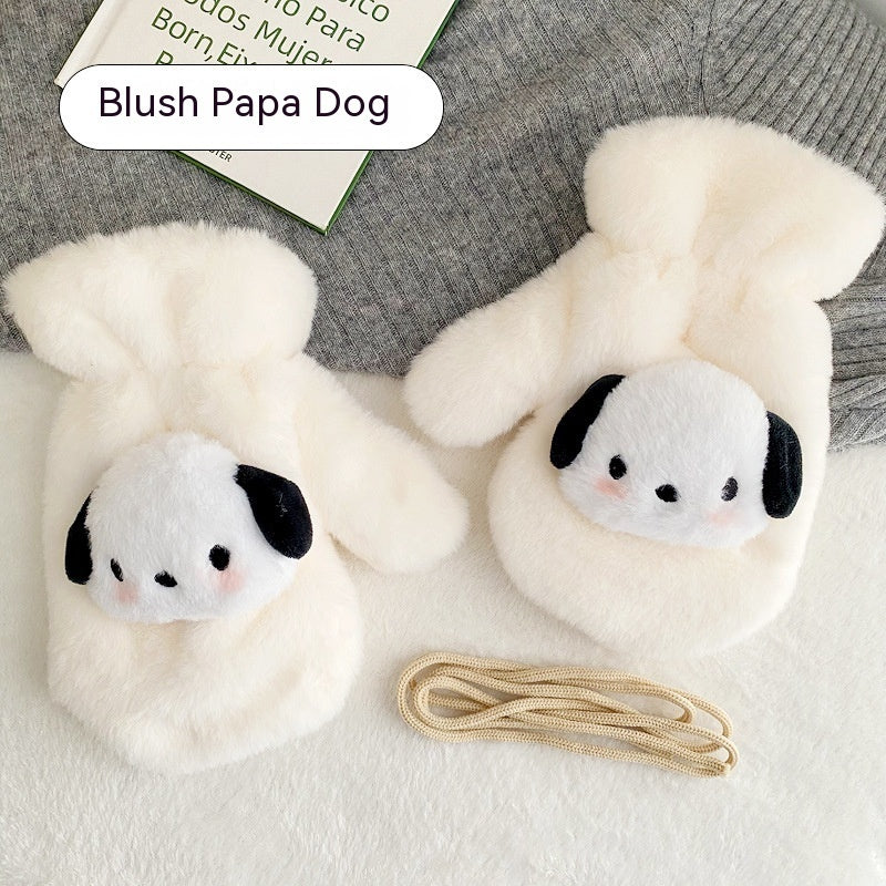 Original Plush Warm Gloves For Women In Winter
