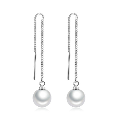Popular Jewelry Simple Pearl Ear String Rose Gold Earrings