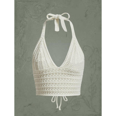 Seaside Holiday Short Inner Woven Halter Top Vest For Women