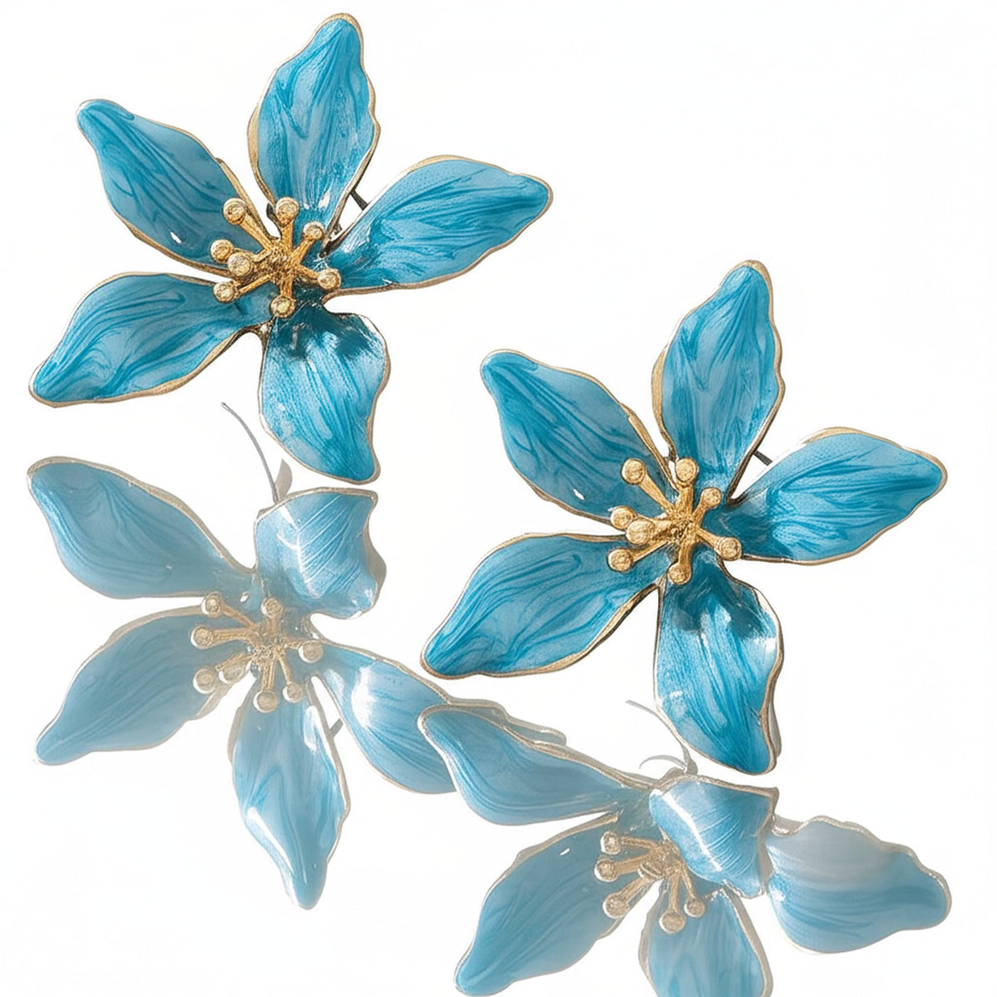 Sweet Temperament Oil-spot Glaze Flowers Ear Studs