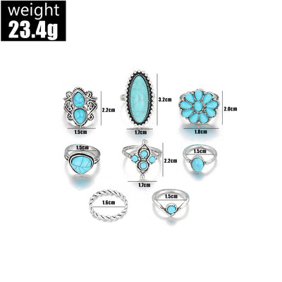 Vintage Boho Turquoise Floral Twist 8-piece Set