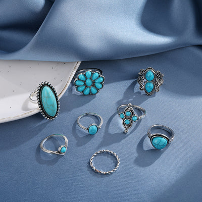 Vintage Boho Turquoise Floral Twist 8-piece Set