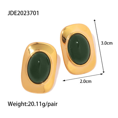 Stainless Steel Opal Stone Ear Studs Titanium Steel Ear Rings
