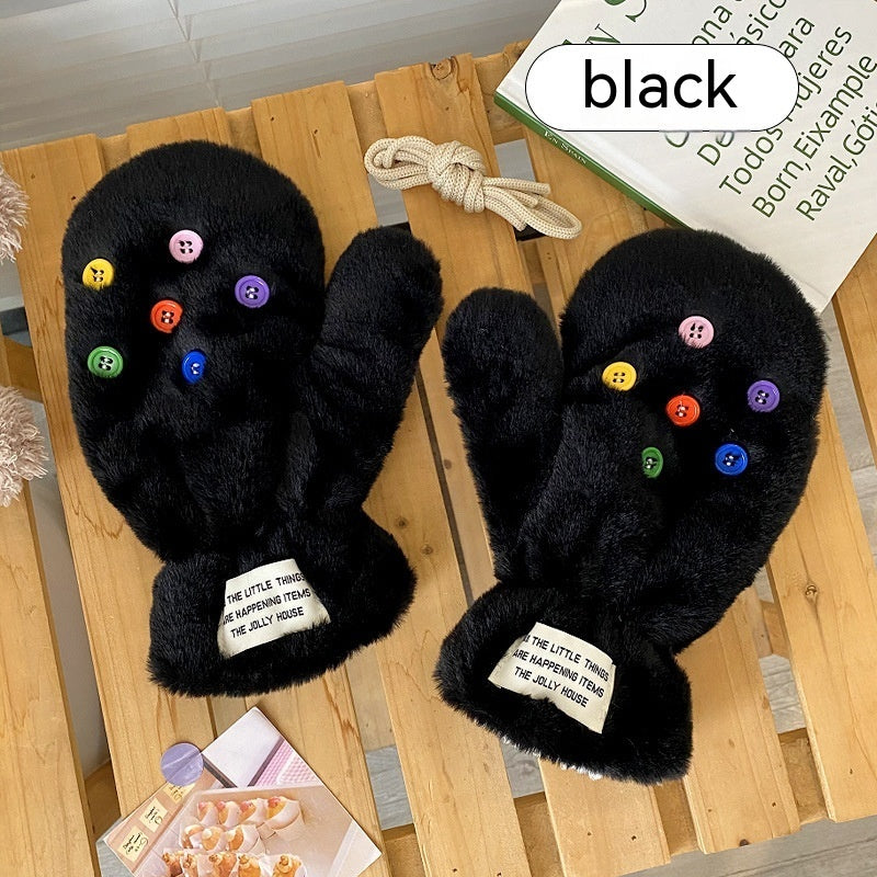 Original Plush Warm Gloves For Women In Winter