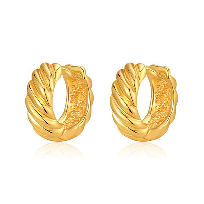 Retro Hong Kong Style Gold Color Retaining Earrings Plated 18K Real