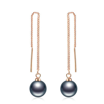 Popular Jewelry Simple Pearl Ear String Rose Gold Earrings