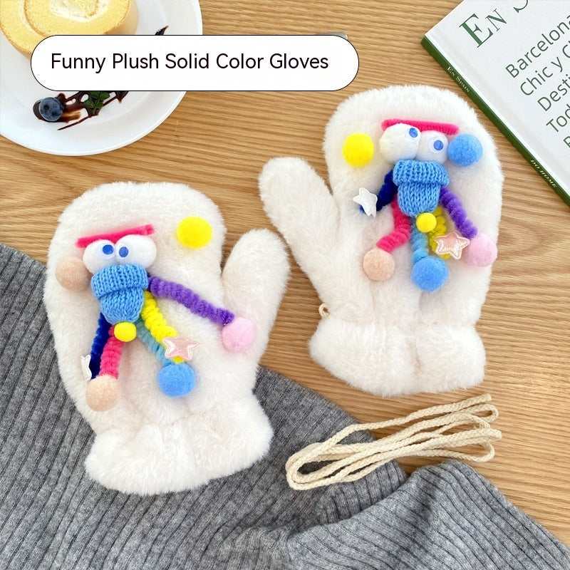 Original Plush Warm Gloves For Women In Winter
